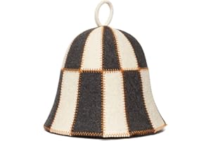 ASKOLD Wool Sauna Hat - Checkered Banya Hat for Men & Women - Grey and White