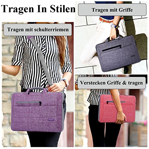BRINCH 15,6 Zoll Multifunktional Laptop Schutzhülle Portable Umhängetasche Messenger Bag mit Schulterriemen und Griffe Aktentasche für 15 – 15,6 Zoll Laptop / Notebook / MacBook / Ultrabook / Chromebook / Tablet Computers /Apple / Acer / Asus / Dell / Fujitsu / Lenovo / HP / Samsung / Sony / Toshiba,Violett - 7