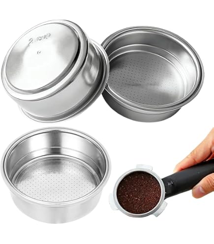 Filtre à café en Acier Inoxydable de 51mm, 2 Tasses Porte-filtre Panier à Pression Paniers à Mailles Passoire Réutilisable pour Machines à Café Accessoires de Filtre