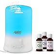 Allin Exporters 100ml Aromatherapy Diffuser with 15ml Lavender Peppermint & Cedarwood Essential Oil 7 Color Changing LED Lights 4 in 1 Ultrasonic Humidifier for Home Baby Bedroom Office (Multicolor)