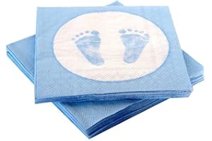 UNKNOWN 20 Servietten Babyfüße Fußabdruck Hellblau Taufe Geburt Junge Babyparty