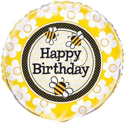Busy Bees Happy Birthday Foil Balloon, 18 ins