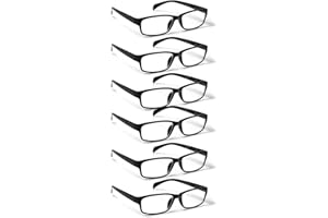 ‎COJWIS COJWIS Lesebrille 6 Pack herren und Damen Qualität Feder Scharnier Blaulichtfilter Leser Brille(6 Schwarz, 2.00)