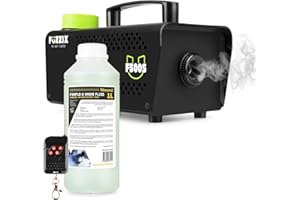 Fuzzix F500S 500W Party Fog Machine with Wireless Remote & 1L Green Smoke Fluid - Compact Disco Fogger for Home Parties, DJ Setups, Events, Halloween Decorations & Special Effects