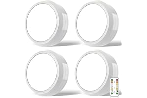 MOUJUCHI eclairage led cuisine sous meuble, 4 PCS spot led sans fil lampe de placard lumiere led sans fil avec télécommande et fonction minuterie - Blanc