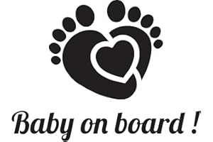 Pandagies Paris - Autocollant Voiture Bébé à Bord- Sticker Vinyle Petits Pieds de Bébé - Baby on Board pour miroir voiture bébé siège auto bébé (Noir)