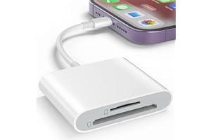 Denlane SD/TF Card Reader for iPhone iPad, 2-IN-1 Dual Slot Memory Card Reader Adapter for iPhone Camera Card Viewer with SD & TF card slots for iPhone 14/13/12/11/8/7/6/Plus/Pro/Max/SE