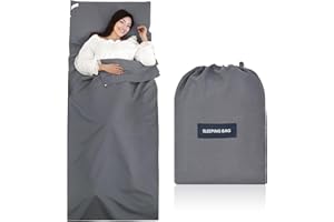 MIKIHAT Sacco Lenzuolo 95x220 cm, Sacco Lenzuolo Compatto in Microfibra con Scomparto per Cuscino, Sacco Lenzuolo Da Viaggio Comfort, per Campeggio, L'escursionismo, L'ostello e Viaggi di Lavoro