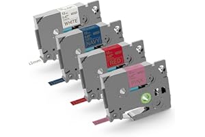 FIMAX TECH Fimax Cintas de Etiquetas Compatible para en lugar de Brother TZe TZ Tape 12mm TZe-R234 TZe-RN34 TZe-RW34 TZe-RE34 para Brother PT-H100LB PT-P300BT PT-1010 GL-H105 PTH107B, paquete de 4