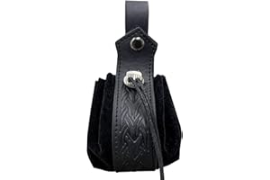 COSFAN Borsa medievale in finta pelle, marsupio vichingo, marsupio nordico retrò, borsa portatile con coulisse, borsa dadi per tiro con l'arco Costume da faire rinascimentale LARP