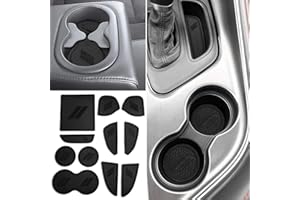 SharpCost auovo 11pcs Anti-dust Mats for Challenger Accessories 2015-2022 Custom Interior Cup Holder Inserts Door Pocket Center Console Liners for Challenger 2021 (Black)