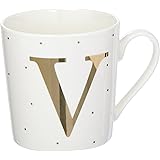 Depesche 5909.047 - Tazza con manico, in porcellana, 300 ml, con scritta V, 1 pezzo (confezione da 1)