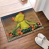 CDHBH antideslizante para decoración rana con diseño rana sentada alfombras baño meditación...