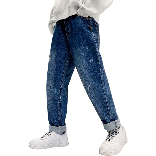 Jean Baggy Garçon Bootcut Cargo – Taille élastiquée, Poches Multiples – Style Skateur Vintage Streetwear