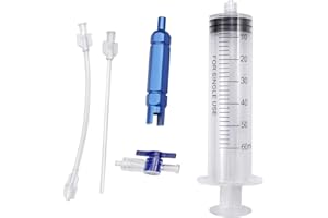BASETOUSUAL Seringue Mastic Vélo, 60ml Tubeless Seringue avec Outil De Retrait De Valve Presta, Seringue Mastic Pneu, Kit de Seringues a Vélo, Injecteur Sealant Tubeless, pour La Réparation De Pneus À Vélo