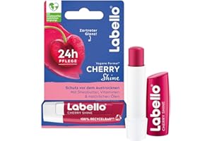 ‎LABELLO Labello Cherry Shine Lippenpflegestift, Lippenpflege mit zartrotem Glanz für 24h Feuchtigkeit, pflegender Lippenbalsam mit Sheabutter und Kirscharoma (4,8 g)