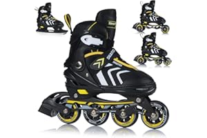 SPORTRIKE Inliner Skates 4in1 Rollschuhe Inlineskates Schlittschuhe Verstellbar Kinder Erwachsene | ABEC7 Lager | Größen 29-43