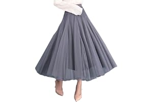 Carolilly Gonna in Tulle Tutu Gonne Vintage da Donna Tutu Balletto sotto Stile Anni '50 Gonna Tulle Donna Lunga Rosa Nero
