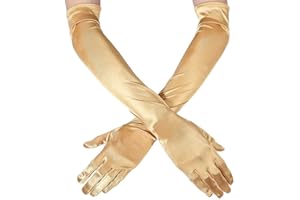 Ksnnrsng Gants Longs Élastiques de Femme pour Mariage Soirée Mariage Satin Accessoire de Robe Année 1920s Style gants charleston Classique pour Mariage Soirée Opéra Taille Élastique