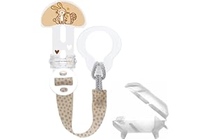 MAM Broche tétine adaptable à tout type de tétine, de dentition et de jouets, longueur réglable, avec housse de protection pour tétine, lavable, neutre, assortiment de 1 pièce