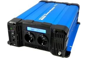 SOLARTRONICS Spannungswandler FS2000D 12V 2000 Watt mit Display - Wechselrichter 12v auf 230v - Reiner Sinus - LiFePO4/Lithium, Blei-, Gel oder AGM-Batterie kompatibel - USB - Fernbedienung optional