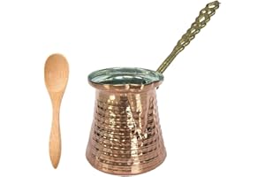 KZY LONDON Turkish Coffee Pot, Premium Quality Handmade Medium Copper Turkish Coffee Maker, Cezve, Arabic, Greek Hammered Copper Cezve Coffee Pot, Butter Pot (150ml - 1/2 Cups)