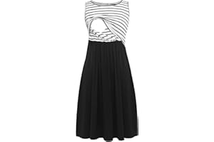 Smallshow Mujer Vestido de Lactancia de Maternidad, en Capas, con Bolsillos