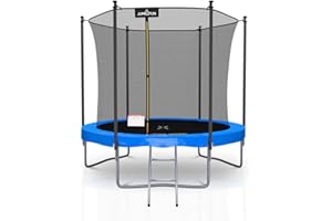 JUMP4FUN Trampoline extérieur Classique ø 244 cm- 8FT- Filet intérieur, Matelas de Protection réversible et Echelle