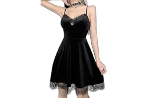 DINGJIUYAN Gothic Lace Short Dress Spaghetti Strap Mini Dress Half Moon Corset Slip Sexy Backless Party Dress