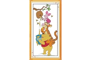 CRAFTiDA Cross Stitch Kits for Adults Beginners Embroidery Kit Pre-Printed Stamped Cross Stitch Kit 11CT Needlework Kit DIY Handmade Home Wall Décor (Stealing Honey)