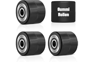 ‎VRIETINA 4 Stück Hubwagenrollen Gummirollen 80x70 mm, Achse 20 mm inkl. Kugellager Rollen Laufrollen für Hubwagen Ersatzrollen, Max. Belastung 600 KG