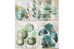 DCIDBEI 30x40/30CM Diamond Painting set 4,Grün und Gold Blätter,5D Diamant malerei square, elegant,luxuriös, Diamant-Stickerei Komplettset, Wohnzimmer Schlafzimmer Dekoration Handwerk