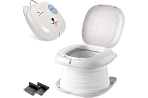 MINVOO Orinal Portátil Niños Plegable Baño Portatil Niños Orinales Infantiles WC Portatil Inodoro Plegable para Bebé Ayuda para Aprender a ir al Baño pare 1-6 años Casa y Viaje (Perro Gris)