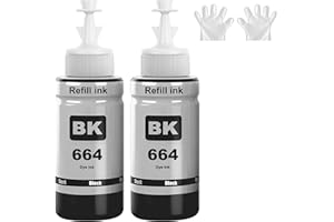 SHUOLEI 664 Ink Compatible with epson 664 T664 Refill Ink Bottle Multipack for ET-2500 ET-2550 ET-2600 ET-2650 ET-3600 ET-4500 ET-4550 ET-14000 ET-15000 ET-16500 L100 L110 L200 L210(Black x 2)