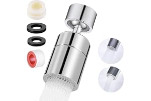 LightBeacon Vattenkrans-munstycke, kran strålregulator 360° roterbar, vattenbesparande med 2 sprayfunktion, roterande luftblandare för köksarmaturer