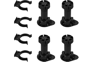 Yasmous 4Pcs Cabinet Foot Plastic, Plinth Feet Clips Cupboard Plinth Foot Leg Set, Kitchen Carcass Base Unit Clip Furniture Cupboard Leg, Kitchen Feet Adjustable for Bathroom Cabinet, 100 to 130 mm