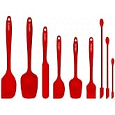 valletta Drongo Kavanoz Sıyırıcılı Silikon Spatula Seti 9 Par&ccedil;a Kırmızı