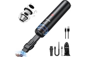 ‎CHUBOOR Chuboor Handstaubsauger, 8000Pa Handstaubsauger Akku, Handsauger Kabellos mit USB-C Schnellladung, Mini Saubsauger fur Auto Zuhause Wohnmobil Tierhaare-Schwarz