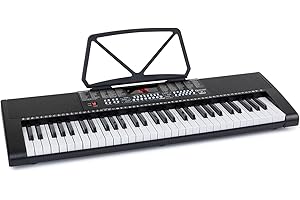 Schubert Etude - Tastiera Digitale, 61 Tasti, Funzione Apprendimento e Registrazione, 24 Brani Dimostrativi, Alimentazione Corrente e Batteria, Supporto Leggio, 255 Suoni, Nero