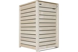 Lukadria Mülltonnenbox Mülltonnenverkleidung Mülltonnecontainer Holz 120L - 240L Natur mit Rückwand Modell HH (1 Tonne)