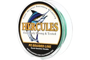 HERCULES Pleciona żyłka wędkarska, 8 żyłek, 100 m - 2000 m, 4,5 kg - 136,1 kg, super mocny, drut wędkarski z polietylenu, 109–2187 metrów, żyłka wędkarska do łowienia w słonej i słodkowodnej wodzie
