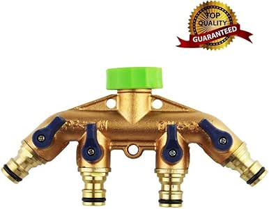PURETIME [BRASS BODY] 4-Ways Brass Manifold Garden Hose to Hose