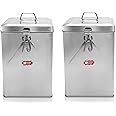 KITCHEN EXPERT, THE KITCHEN'S BEST Rice Storage Container | 10 Kg | For Kitchen | Stainless Steel Square Container | Steel Dibba | Multipurpose Use | Set Of 2 - Each 5Kg, Silver