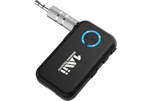 1Mii Car Bluetooth AUX Adapter, 3.5mm Bluetooth 5.0 Receiver for Home Stereo/Wired Speaker/Car Audio, Wireless Music Streaming, Hands-free Calls, Dual Link, 15H Playtime (Receiver Only)