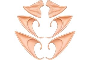 Aomig Orejas de Elfo, 3 Pares Orejas Hada con 3 Tamaños para Adultos, Orejas Duende de Látex Suave Anime Props, Accesorios de Alas de Hada para Vestir Elfos Cosplay Halloween Carnaval Fiesta