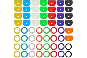 CENRONG Schlüssel Kappen,60 Stück Silikon Schlüssel Etikette Farbige Schlüsselkappen Schlüsselkennringe für Einfache Identifizierung Türschlüssel(7Farben, 2 Stile)