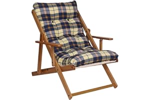 LIBEROSHOPPING.EU - LA TUA CASA IN UN CLIK Poltrona Pieghevole sdraio in legno Abete 3 Posizioni Cuscino tessuto Imbottito per soggiorno giardino made in italy - RELAX (Blu)