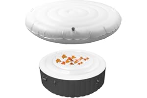 AGRDEED Whirlpool Abdeckung Rund 165CM,Aufblasbare Poolabdeckung mit Handhaben,Verdicken Thermoabdeckung Whirlpool Rund,Faltbare Schutzregenüberlaufabdeckung für aufblasbare Whirlpools im Freien