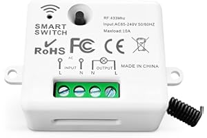 Tedeligo Kit Interruttore Wireless Push Back Mini Trasmettitore Radio 433MHz - Portata di Controllo 150 Metri - Interruttore Mobile 2200 Watt