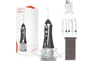 ‎ANSWER Y&M Munddusche Testsieger 2025, 300ML Mundddusche Kabellos, 5 Modi Water Flosser,IPX7 Wasserdicht für Oral Health Enthusiasten Tägliche Tiefenreinigung Reinigung auf Reisen 5 Multifunktionale Jet-Tipps